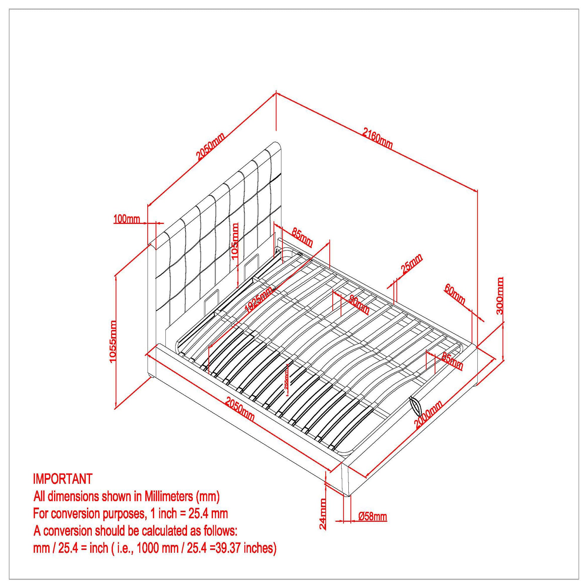 Lit plateforme King Extara 78" avec rangement, gris