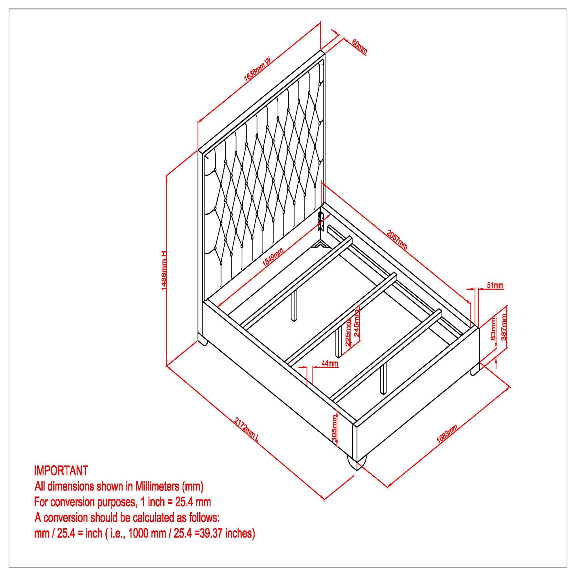 Lit Queen Lucille 60" en noir et or