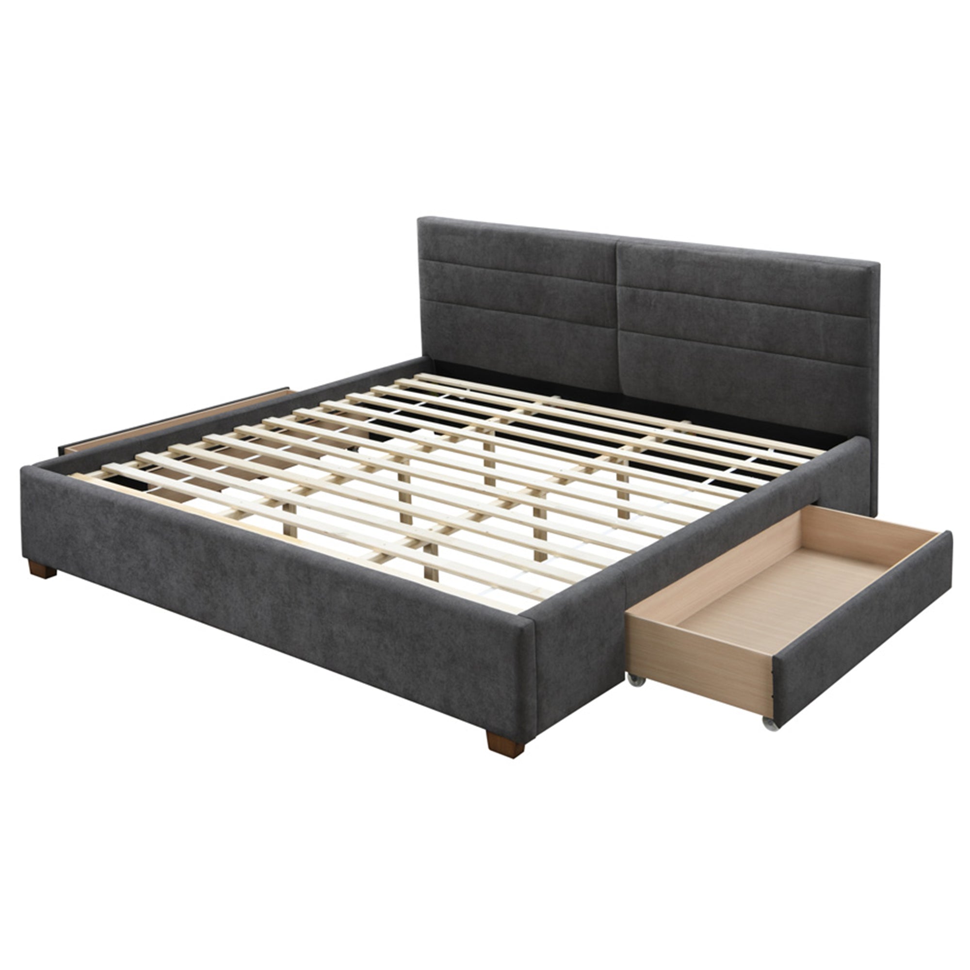 Lit plateforme King Emilio 78" avec tiroirs, couleur anthracite