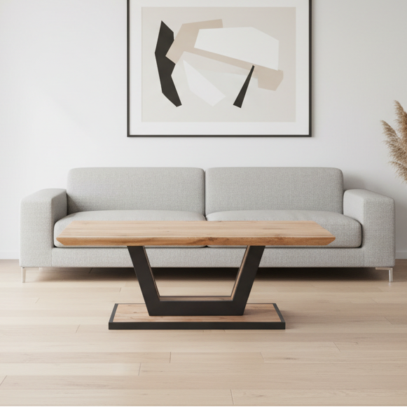 Forna Rectangular Coffee Table in Natural and Black