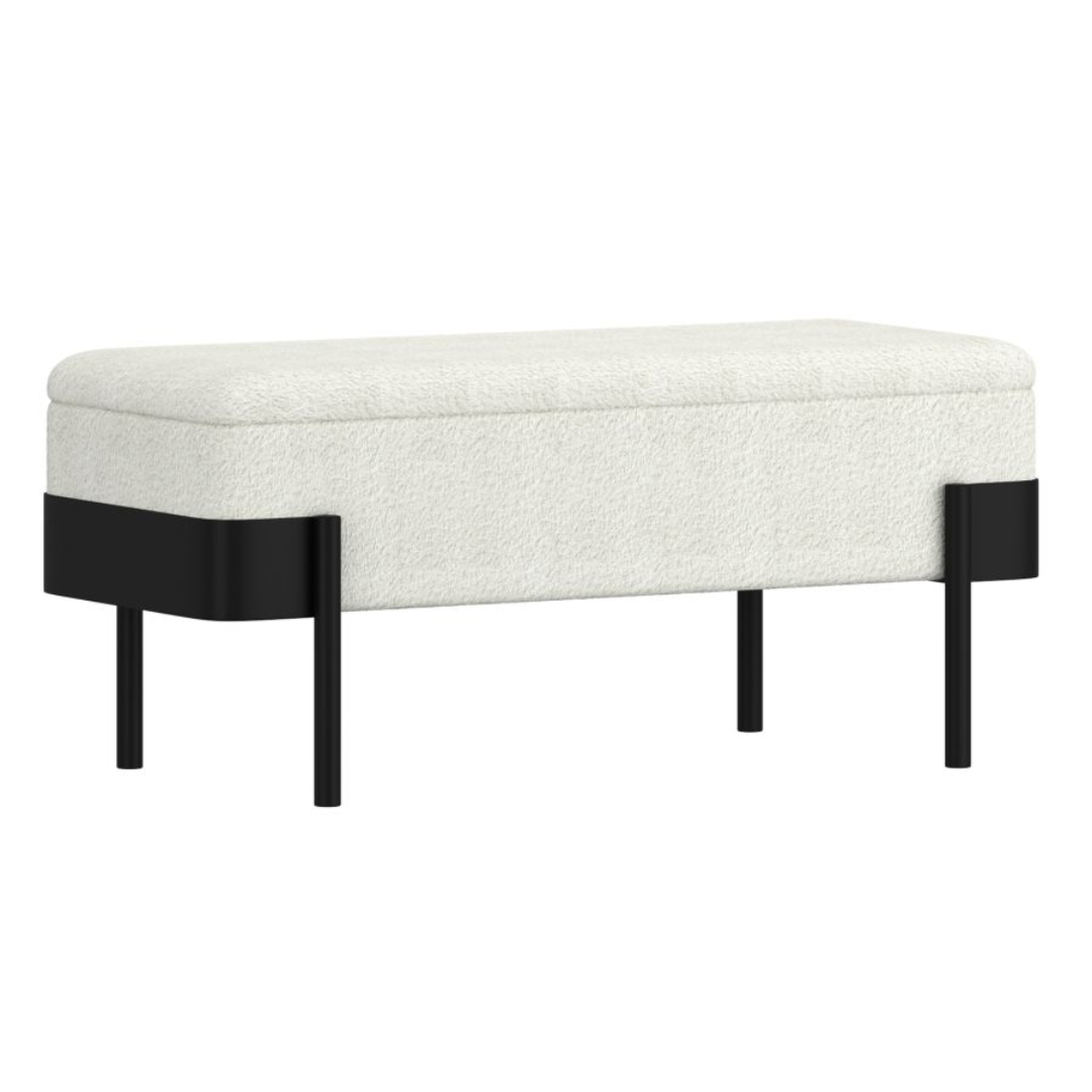 Banc de rangement Odell en ivoire et noir