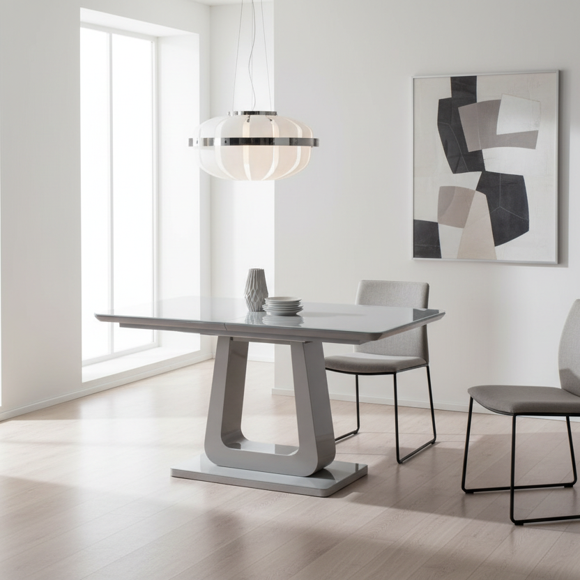 Corvus Dining Table w/Extension in Warm Grey