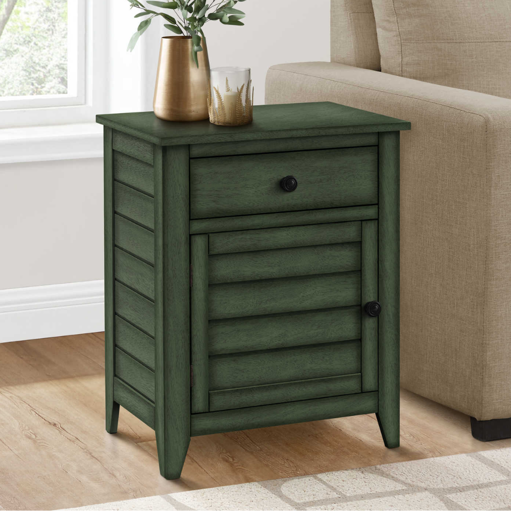 TABLE D'APPOINT - 25"H / TABLE D'APPOINT EN PLACAGE VERT ANTIQUE