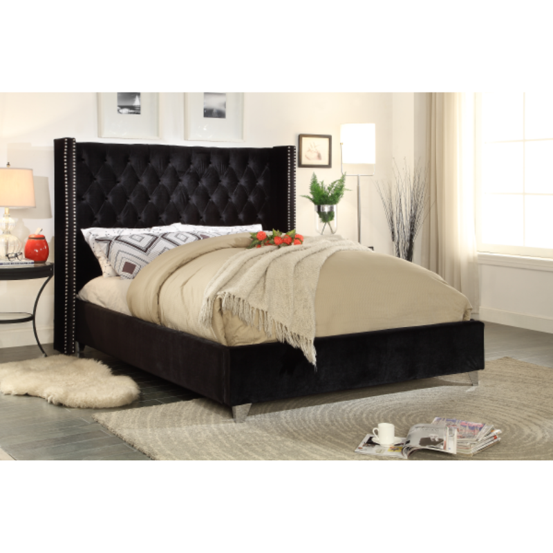 IF-5893 Black Contemporary Bed