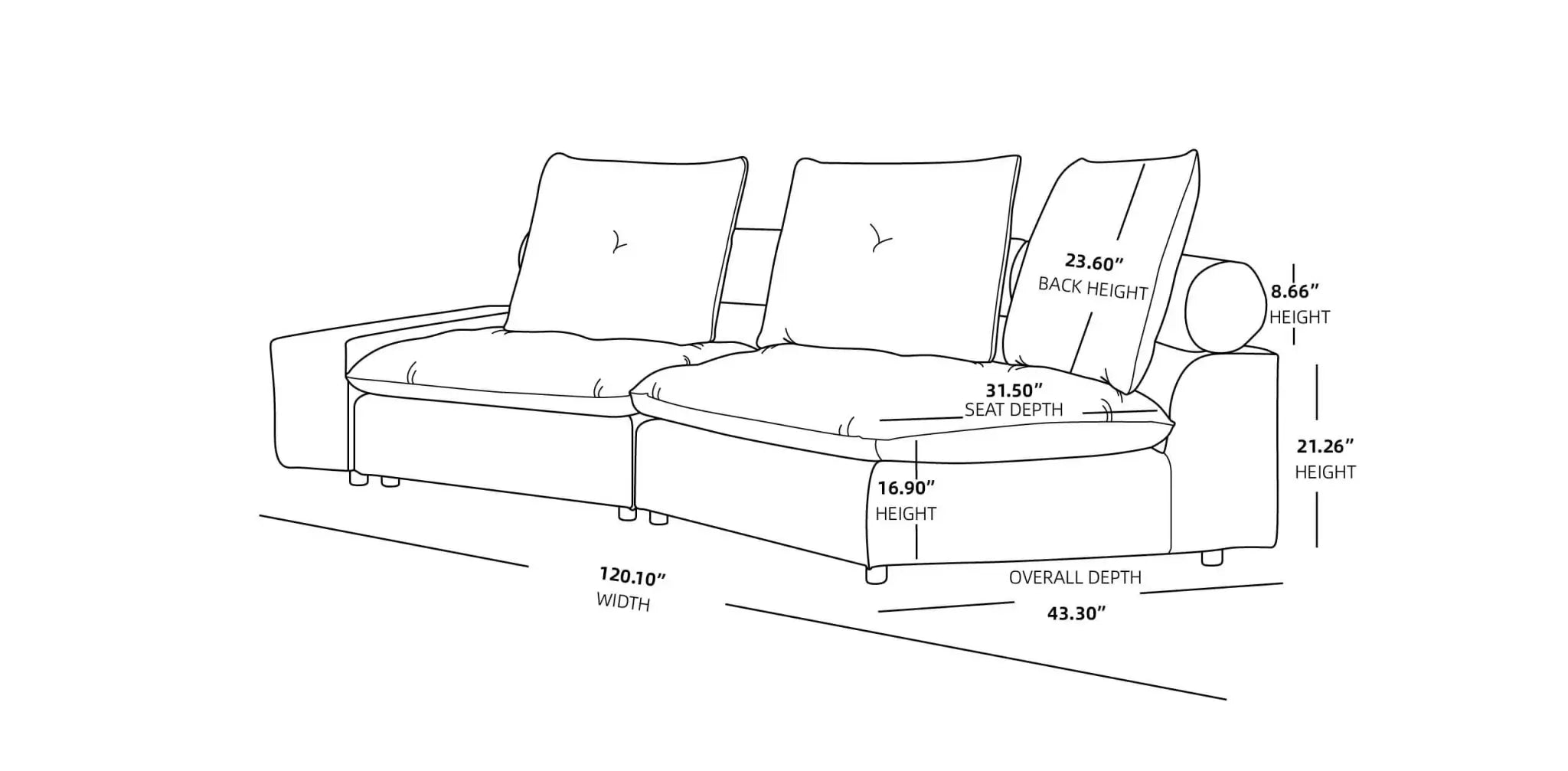 Sky Cloud Deluxe Adjustable Sectional Sofa