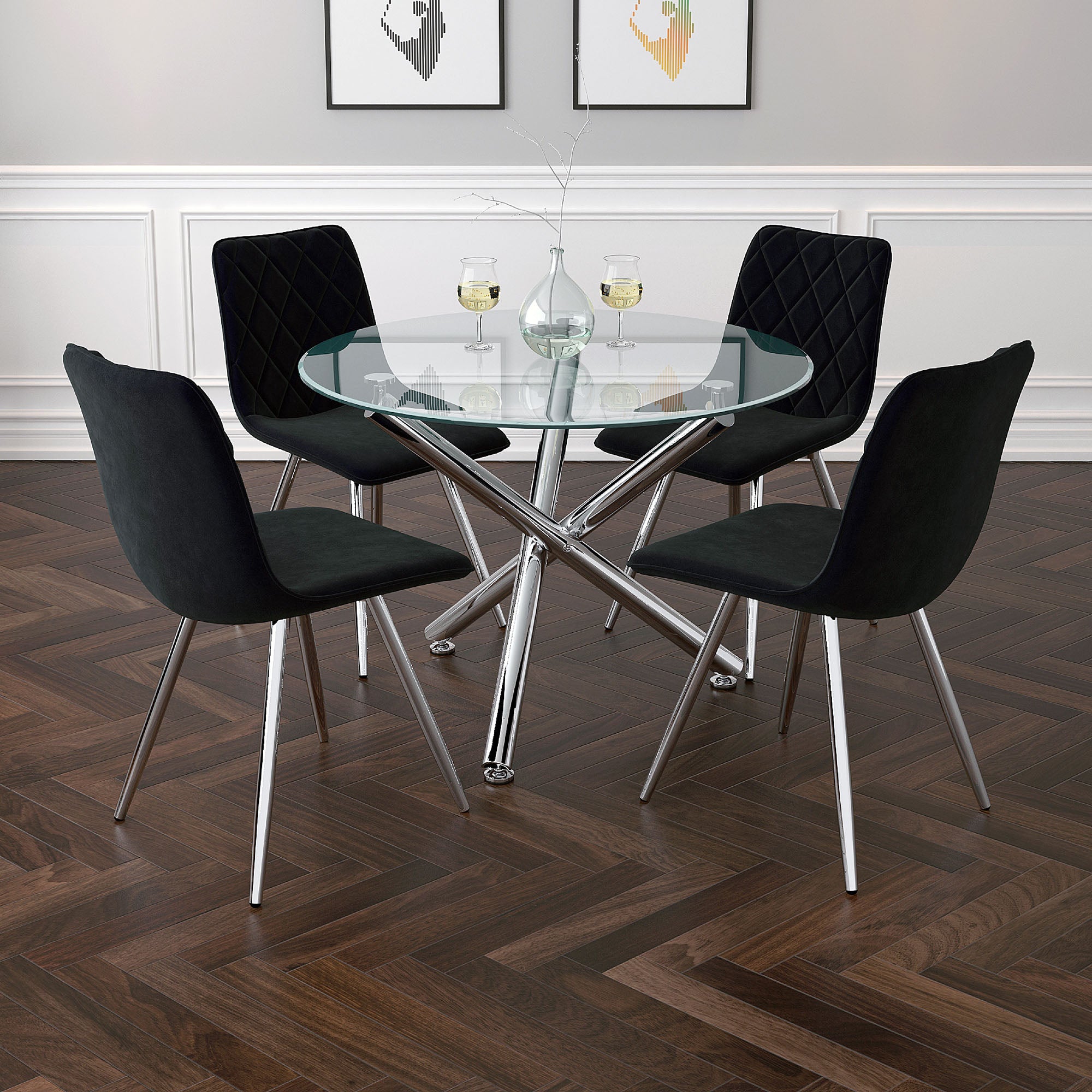 Table à manger ronde Solara II en chrome