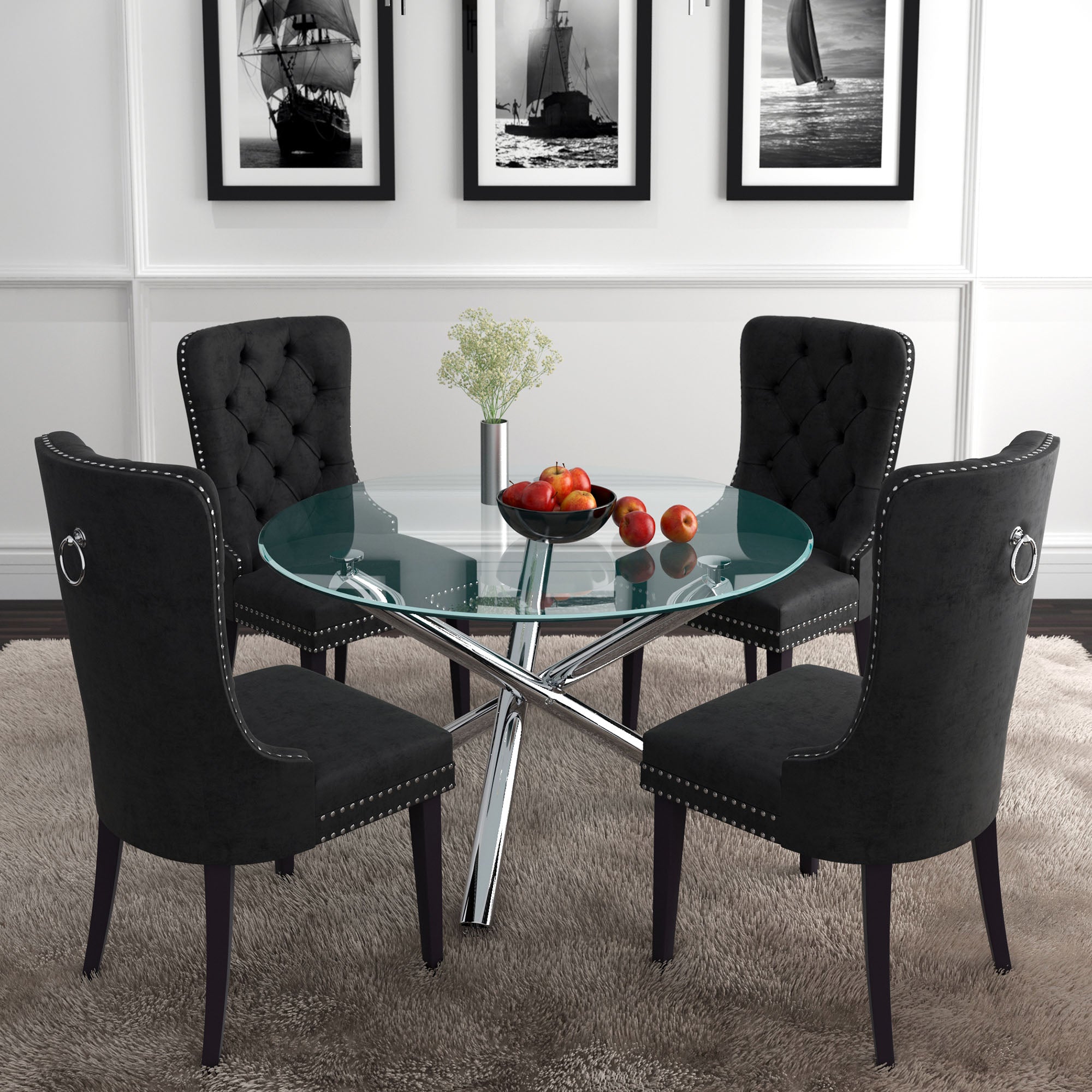 Table à manger ronde Solara II en chrome