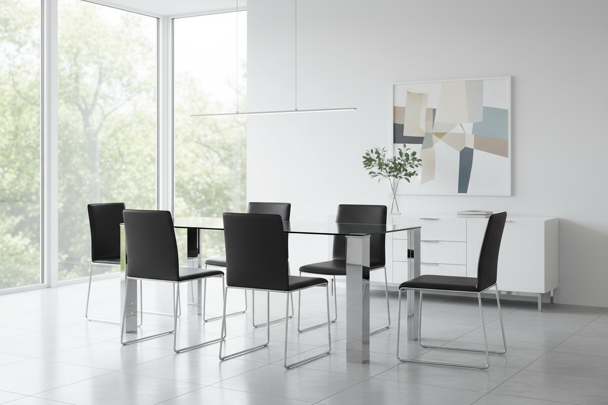 Frankfurt Rectangular Dining Table in Stainless Steel