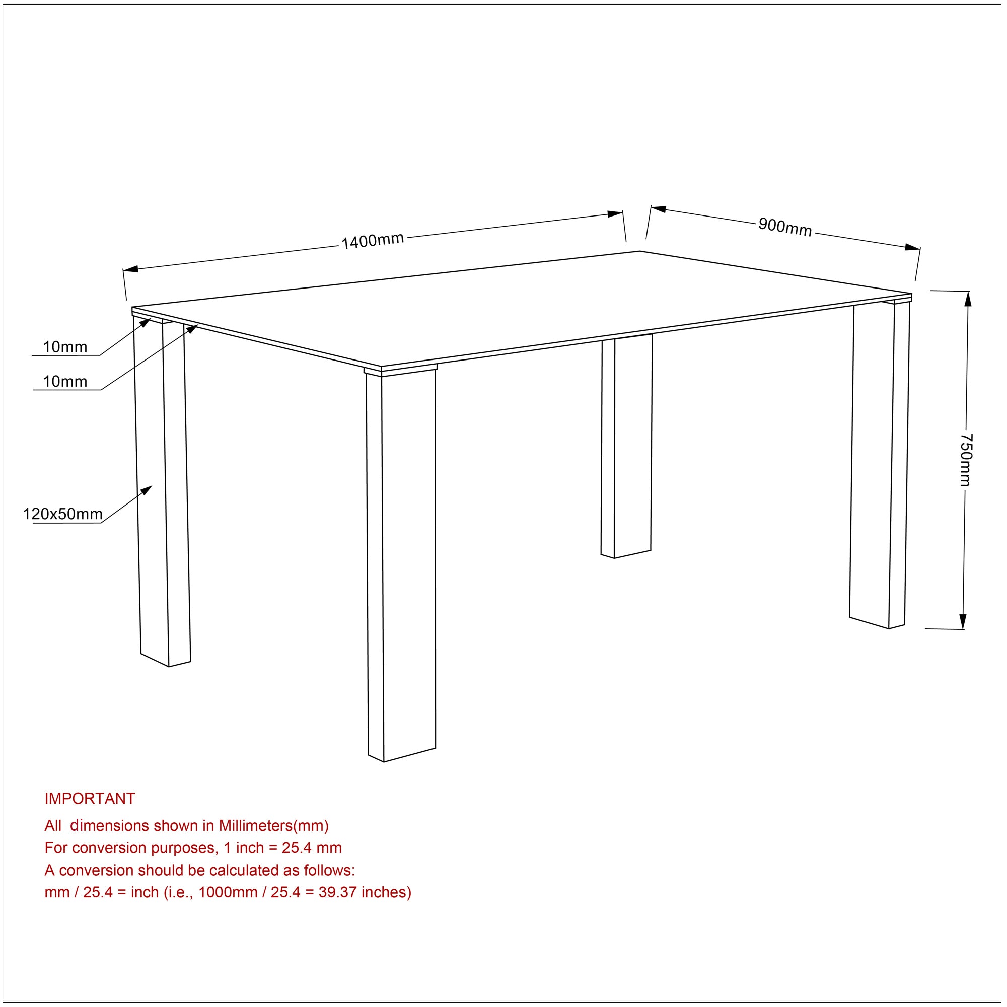 Table à manger rectangulaire Frankfurt en acier inoxydable