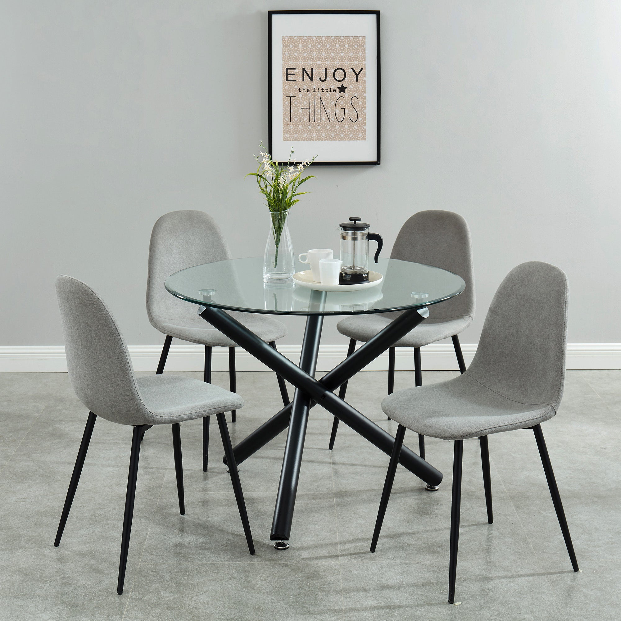Table à manger ronde Suzette en noir