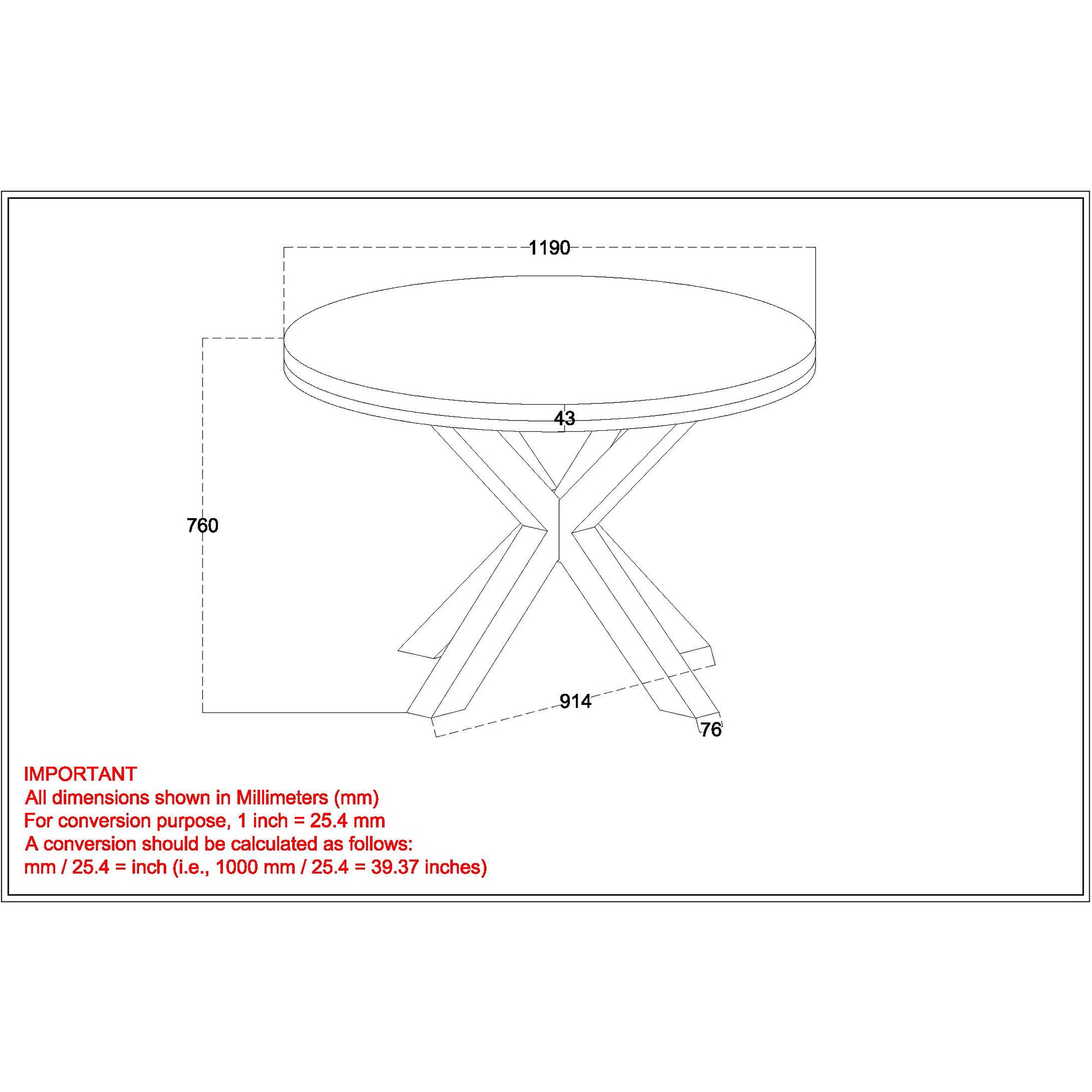 Arhan Round Dining Table in Natural and Black