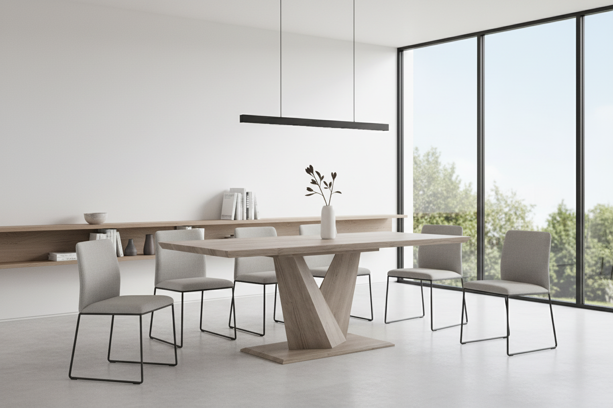 Table à manger Eclipse avec rallonge en chêne lavé