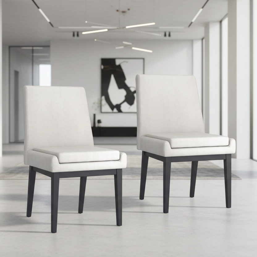 Cortez Dining Chair, Set of 2, in Beige Fabric and Black