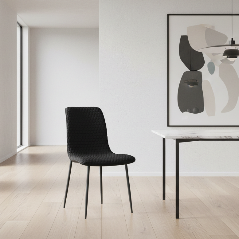 Brixx Dining Chair, Set of 2, in Beige Fabric and Black