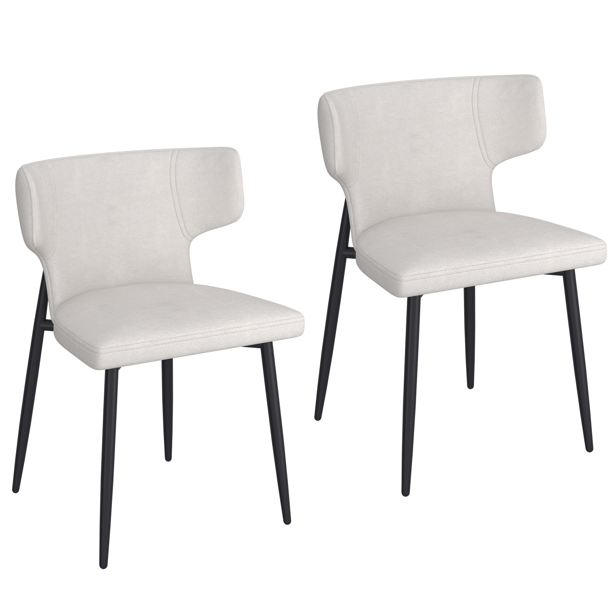 Chaises de salle à manger Olis, lot de 2, en tissu beige et noir