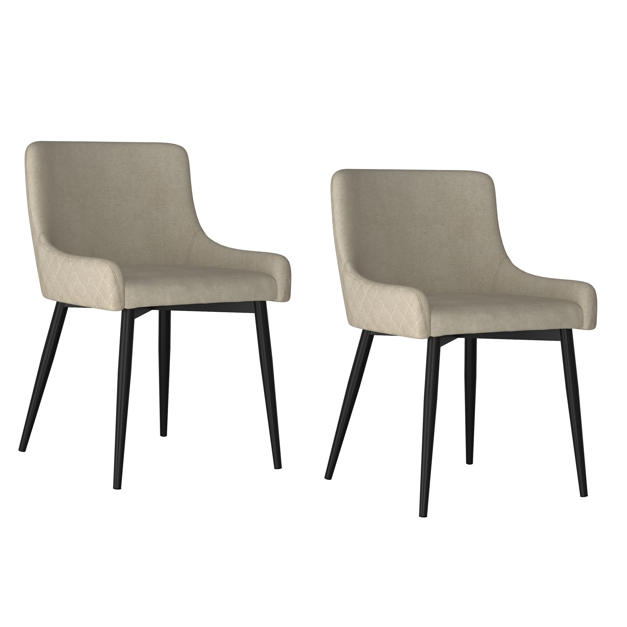 Chaise de salle à manger Bianca, lot de 2, pieds beiges et noirs