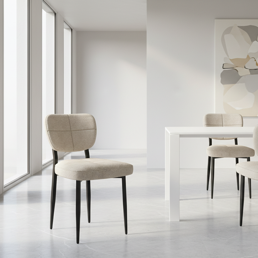 Chaise de salle à manger Zeke, lot de 2, beige et noir