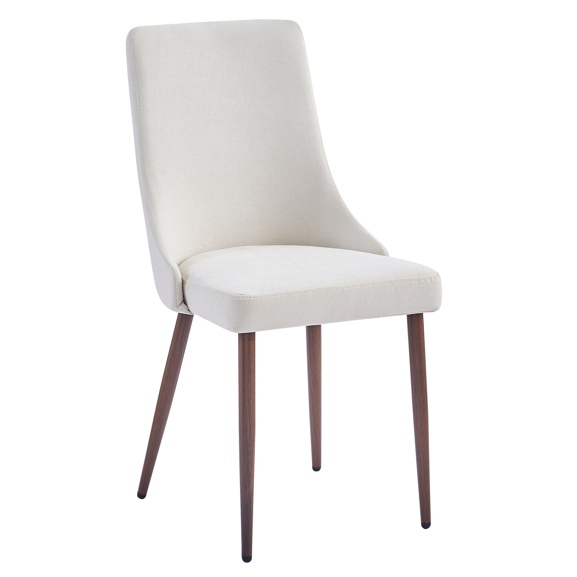 Chaises de salle à manger en tissu Cora, lot de 2, beige et noyer