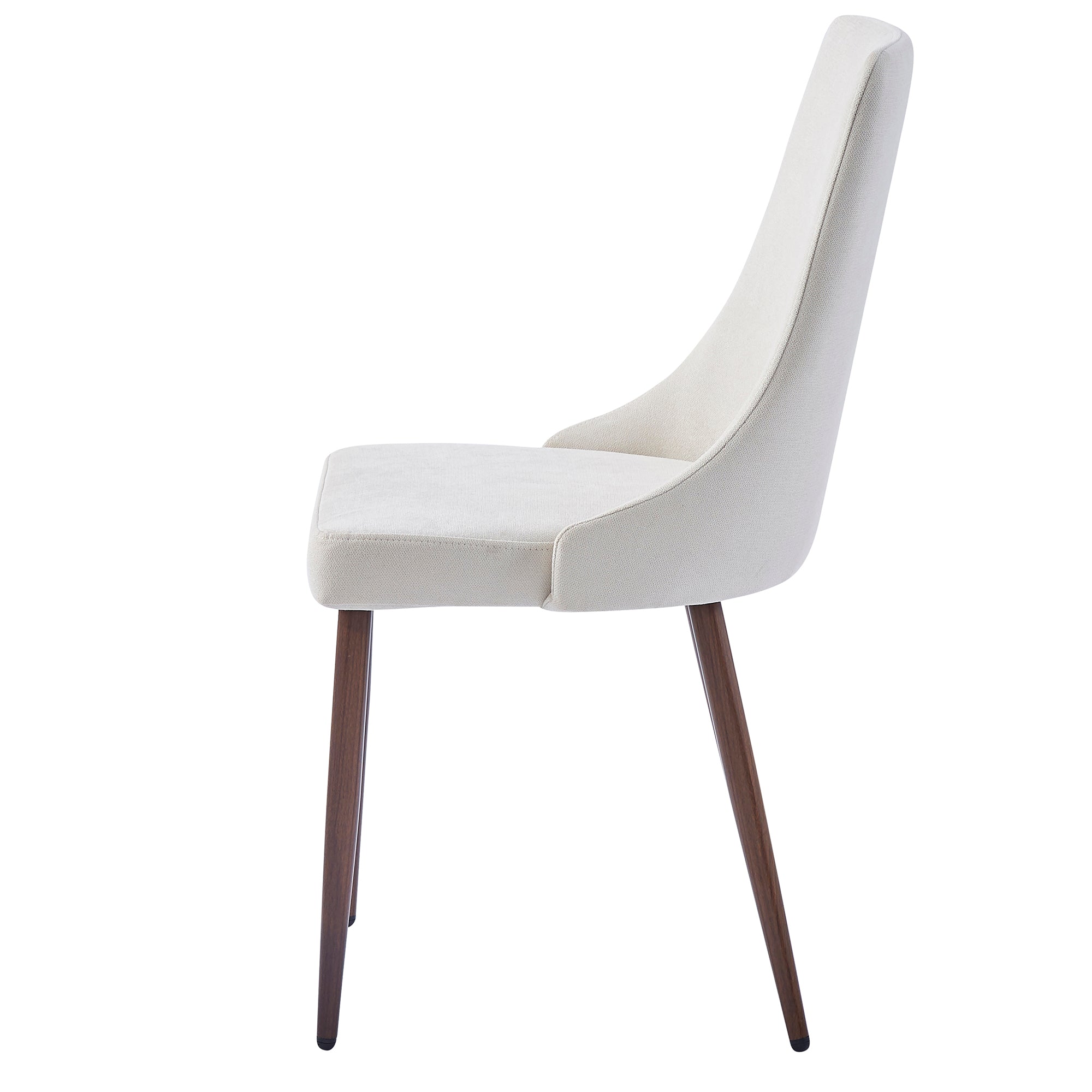 Chaises de salle à manger en tissu Cora, lot de 2, beige et noyer