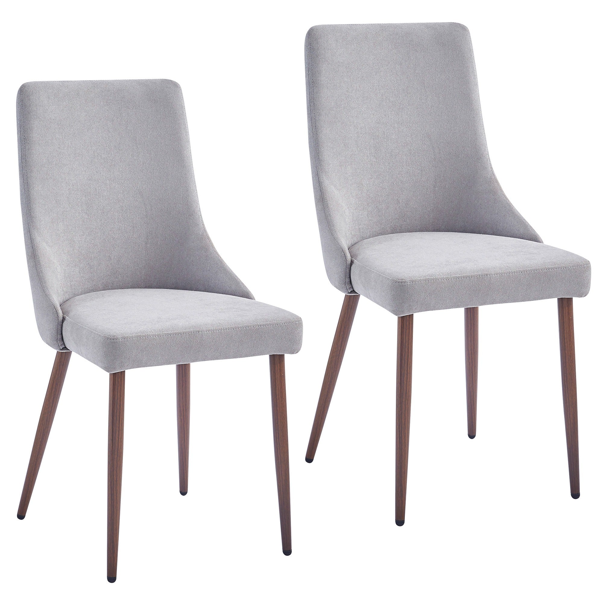 Chaises de salle à manger en tissu Cora, lot de 2, beige et noyer