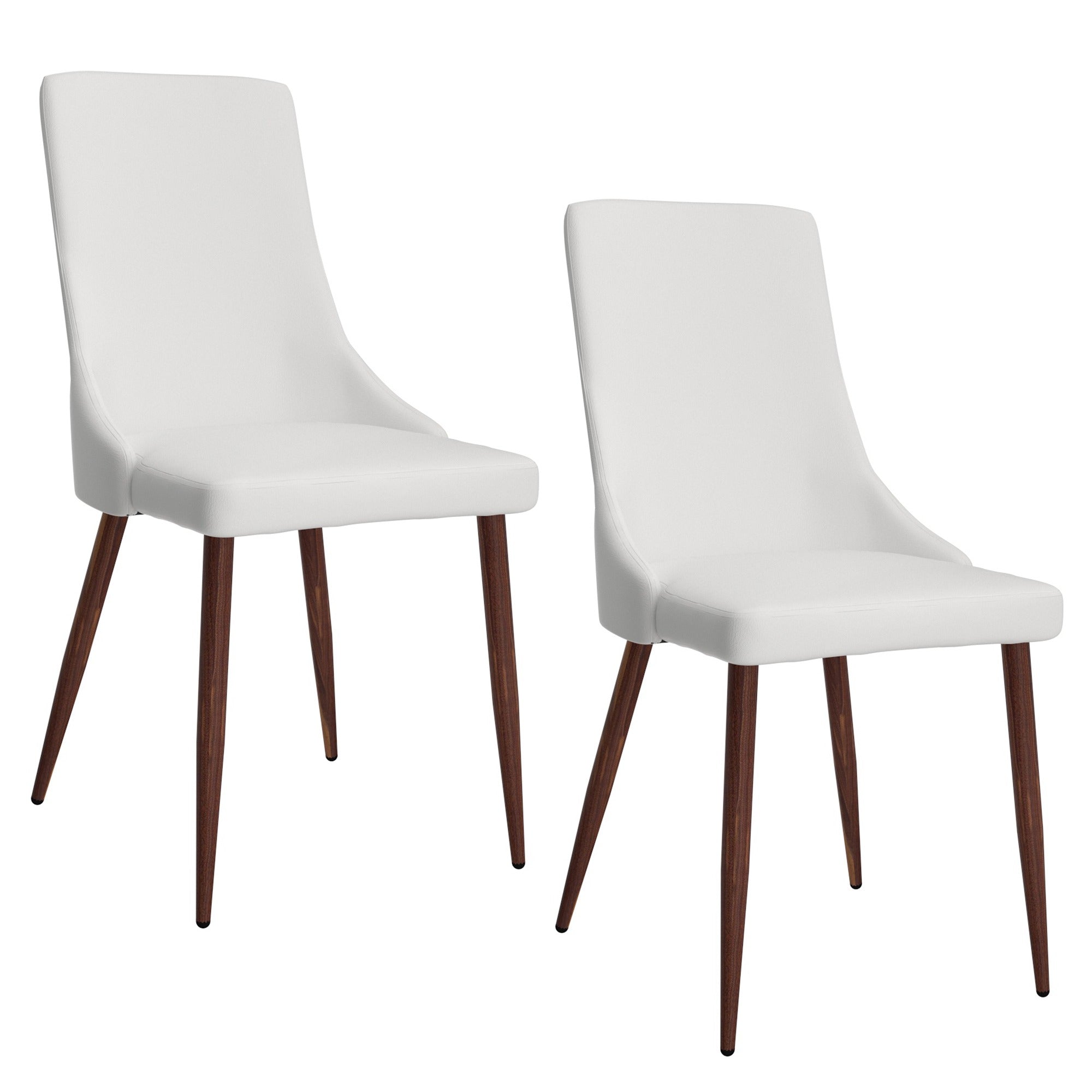 Chaise de salle à manger Cora en similicuir, lot de 2, noir et noyer