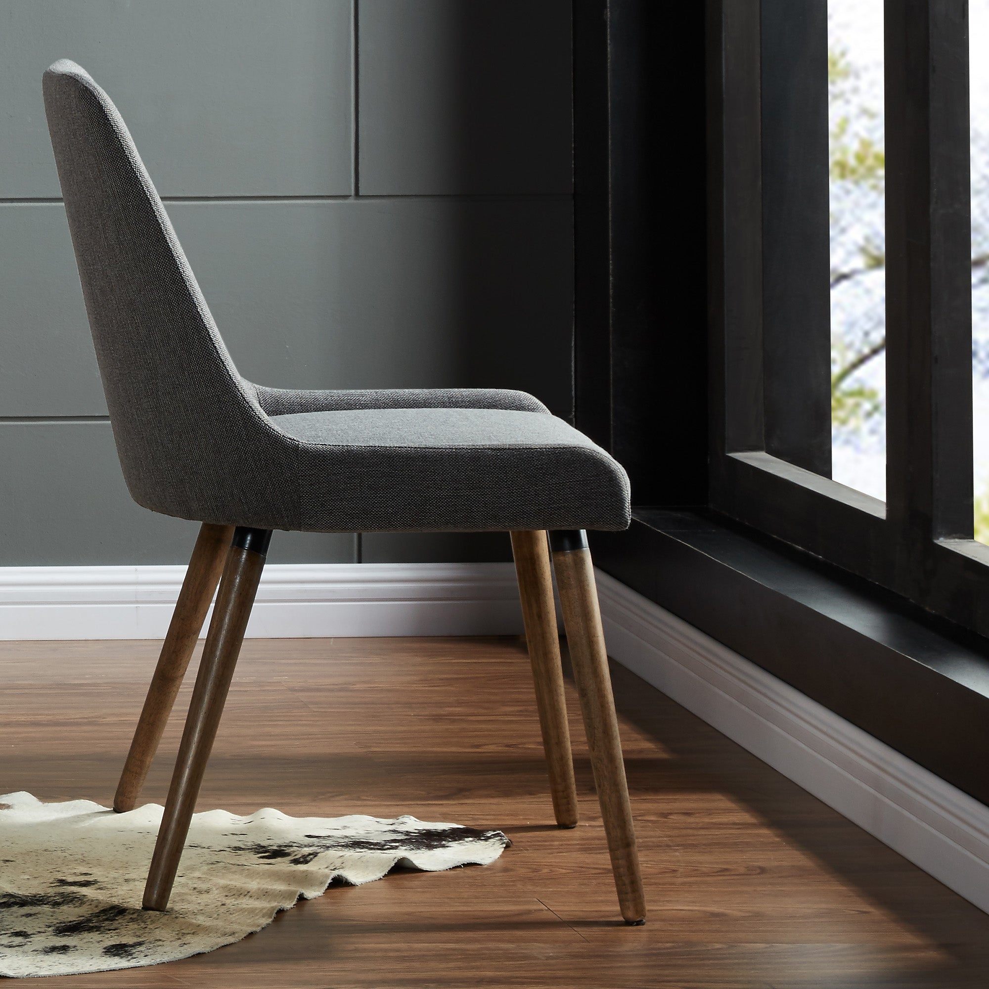 Chaise de salle à manger Mia, lot de 2, gris foncé et pieds gris