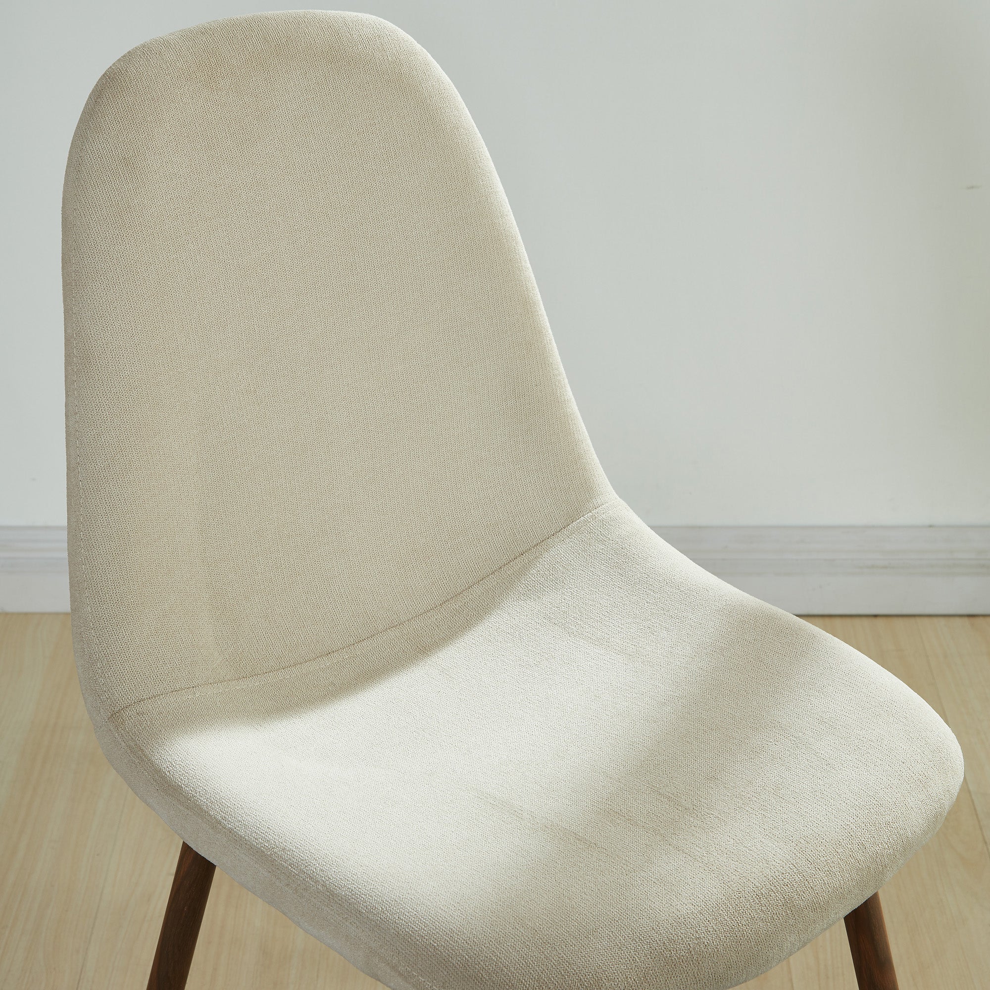 Chaise de salle à manger Lyna, lot de 4, beige et noyer