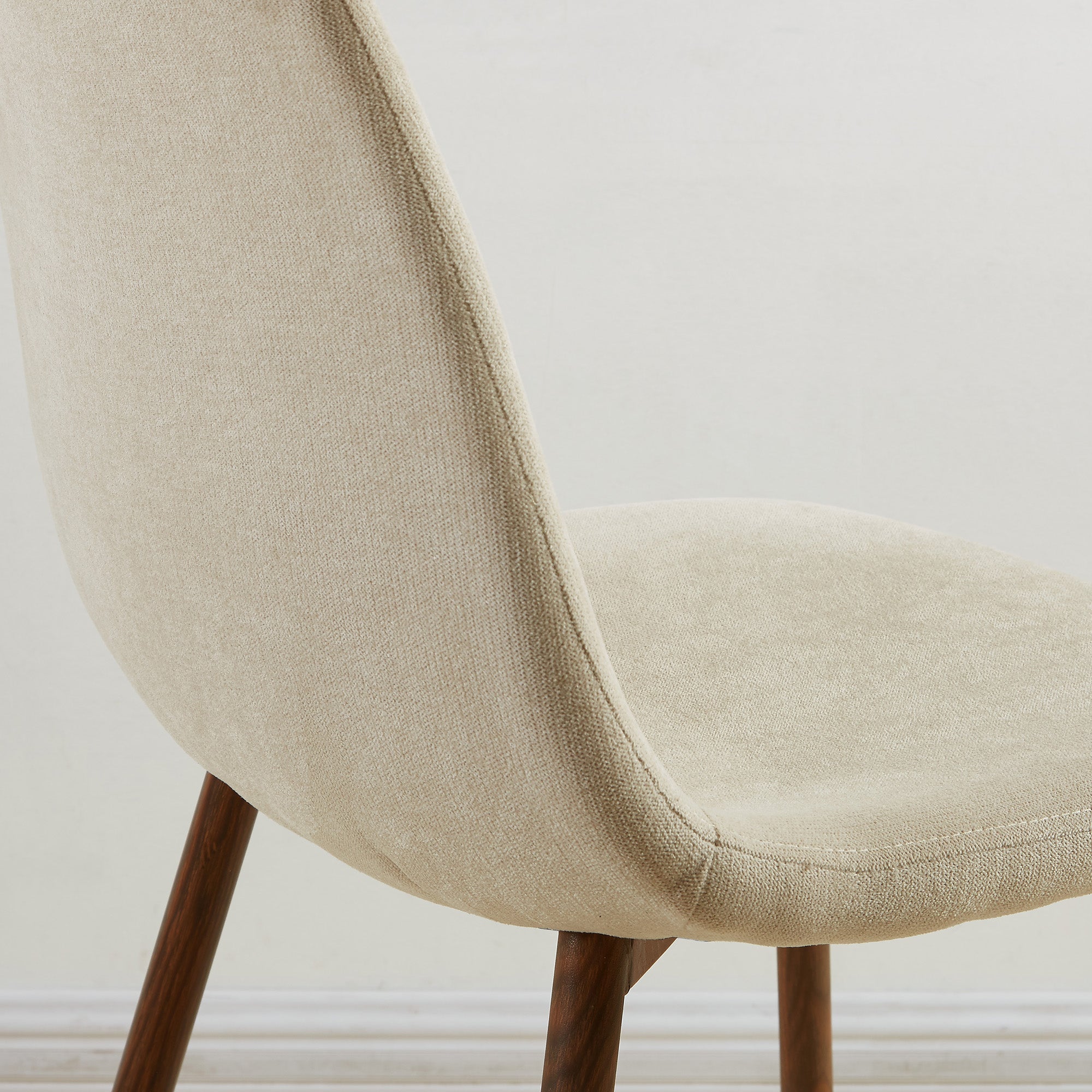 Chaise de salle à manger Lyna, lot de 4, beige et noyer