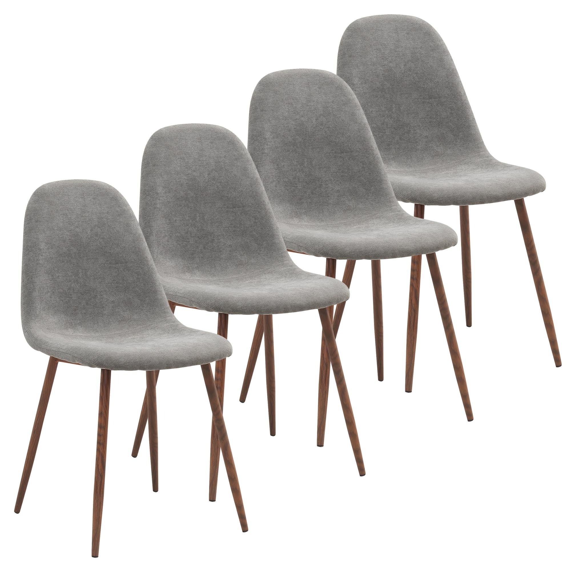 Chaise de salle à manger Lyna, lot de 4, beige et noyer