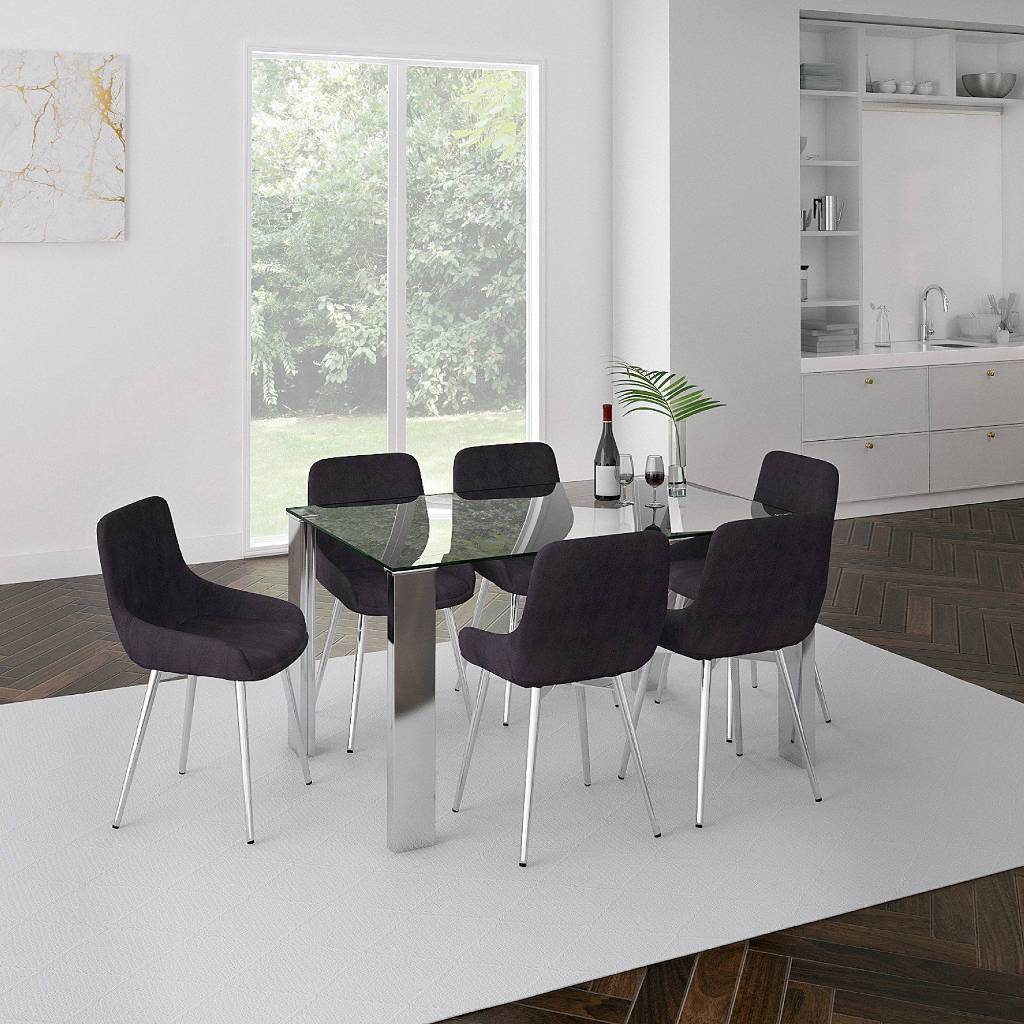 Chaise d'appoint Cassidy, lot de 2, noir et chrome