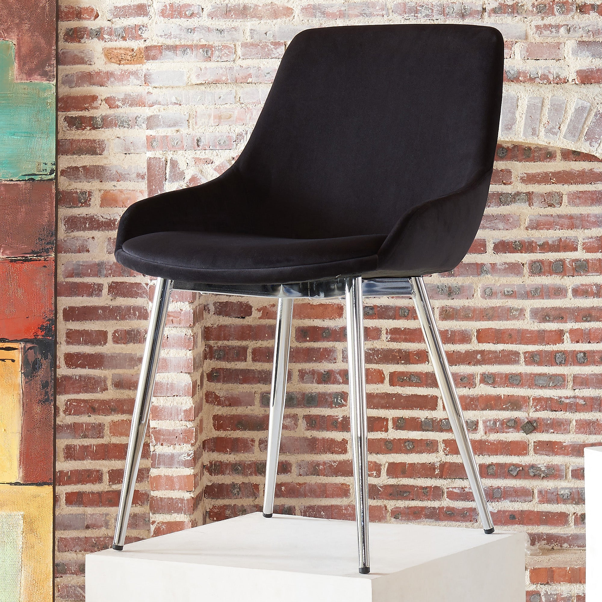 Chaise d'appoint Cassidy, lot de 2, noir et chrome