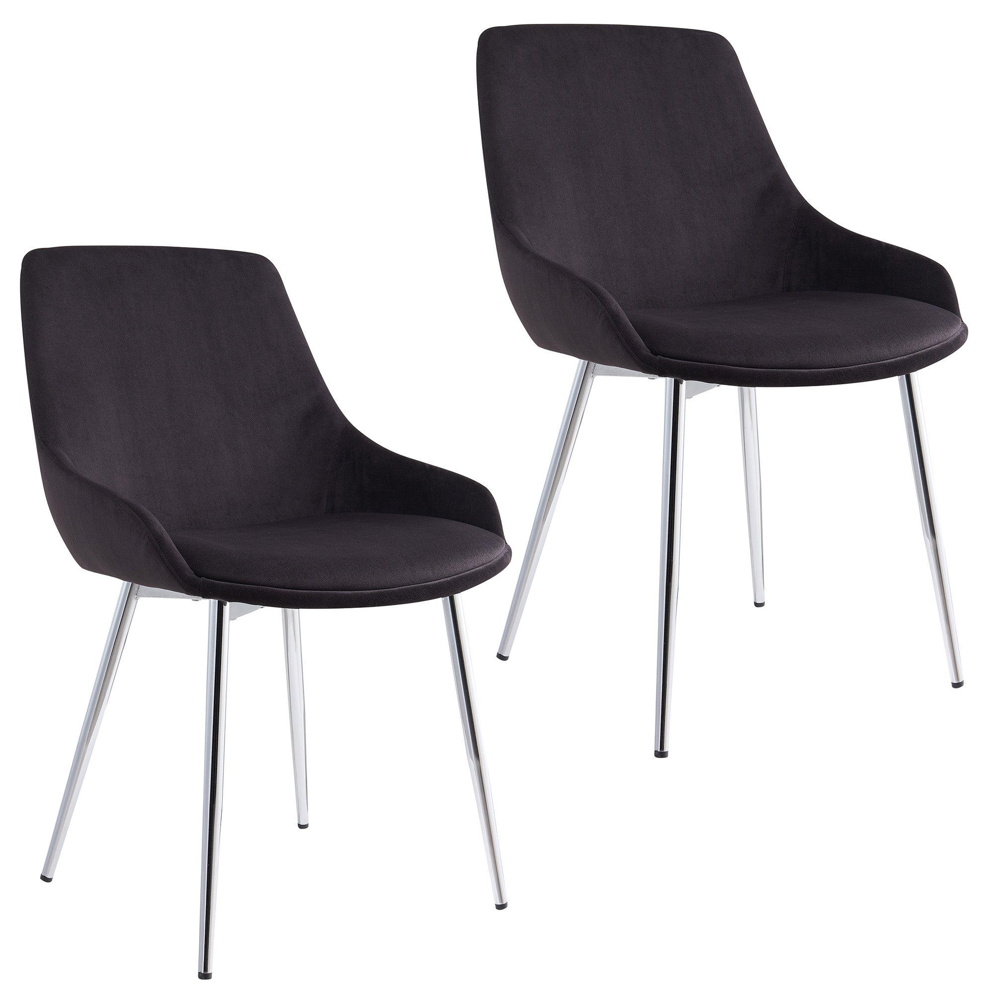 Chaise d'appoint Cassidy, lot de 2, noir et chrome