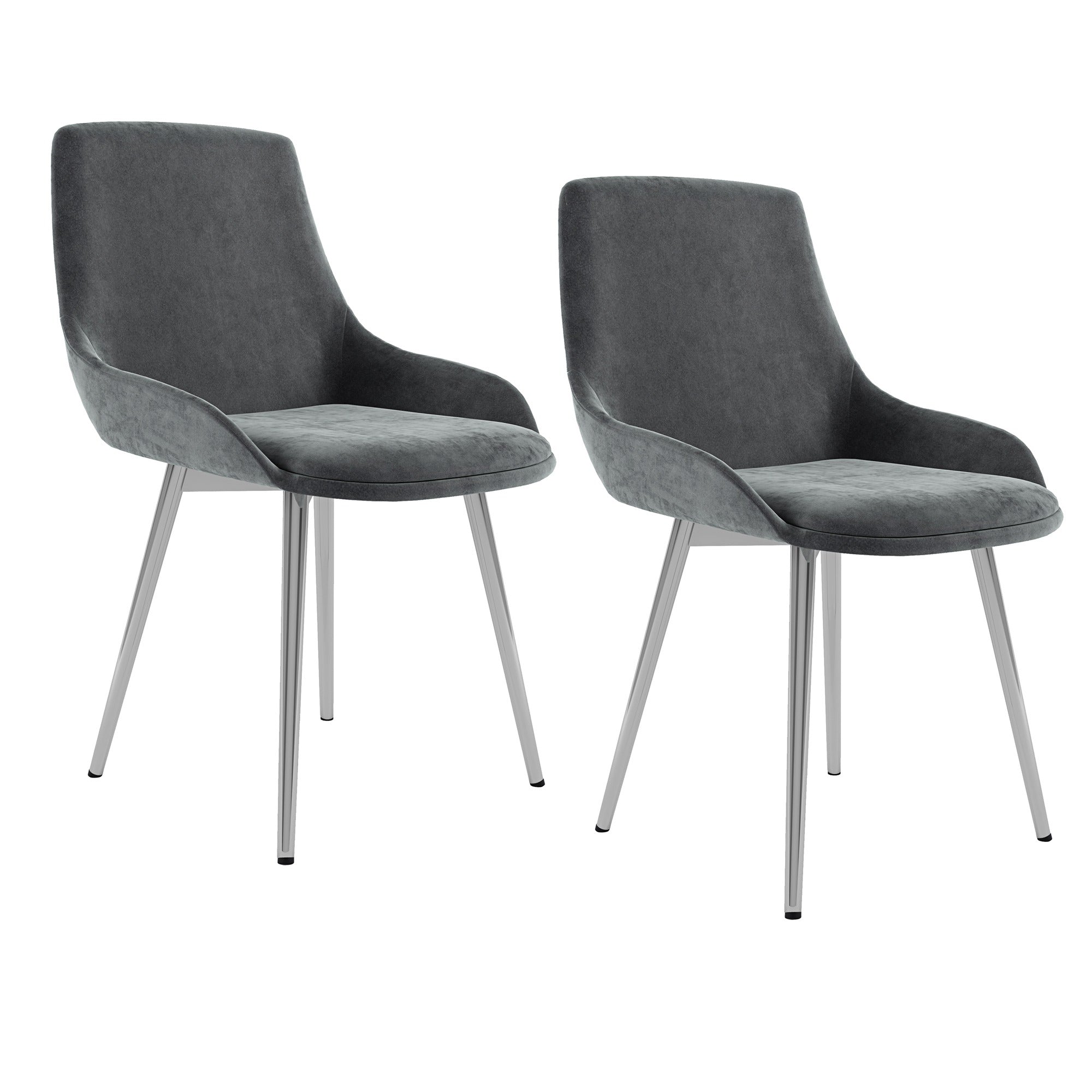 Chaise d'appoint Cassidy, lot de 2, noir et chrome