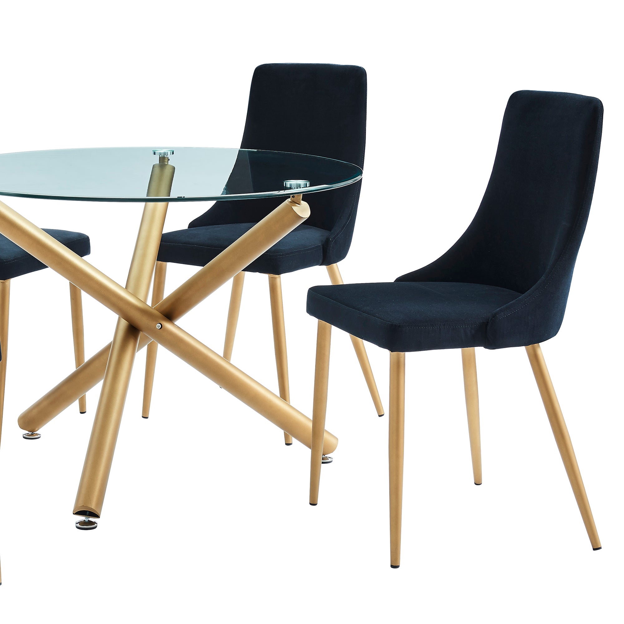 Chaise de salle à manger Carmilla, lot de 2, noir et or vieilli