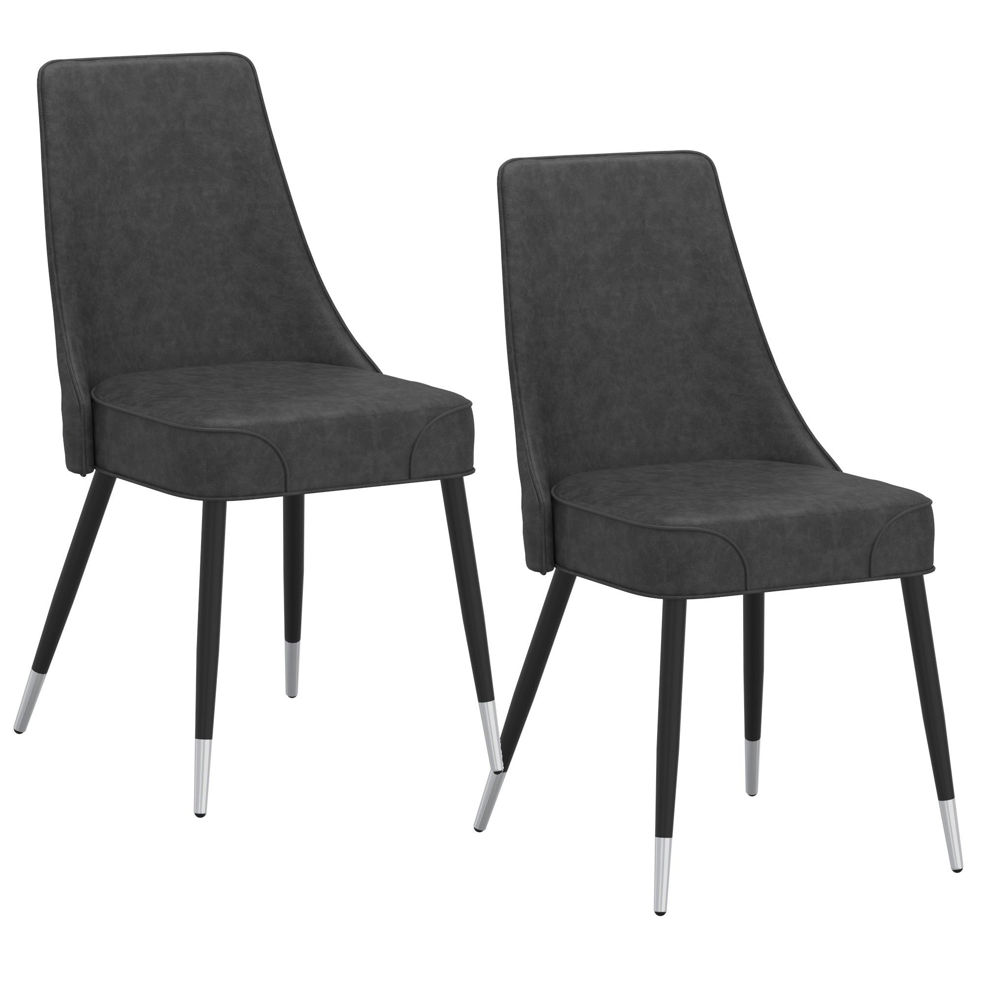 Chaises de salle à manger Silvano, lot de 2, gris vintage et noir