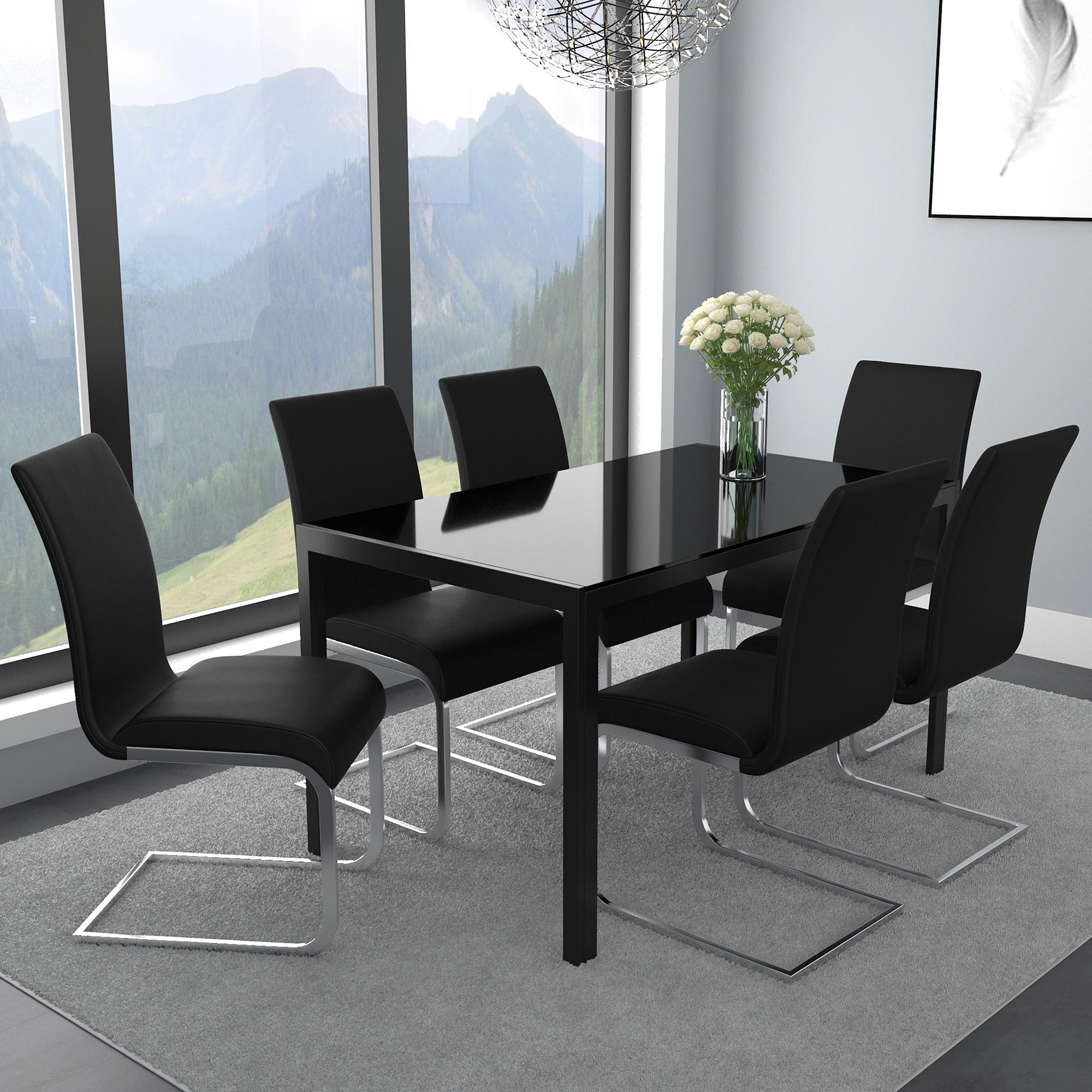Chaise de salle à manger Maxim, lot de 2, noir et chrome