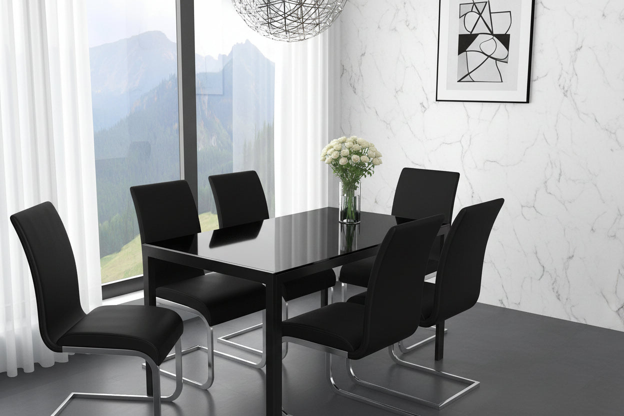 Chaise de salle à manger Maxim, lot de 2, noir et chrome