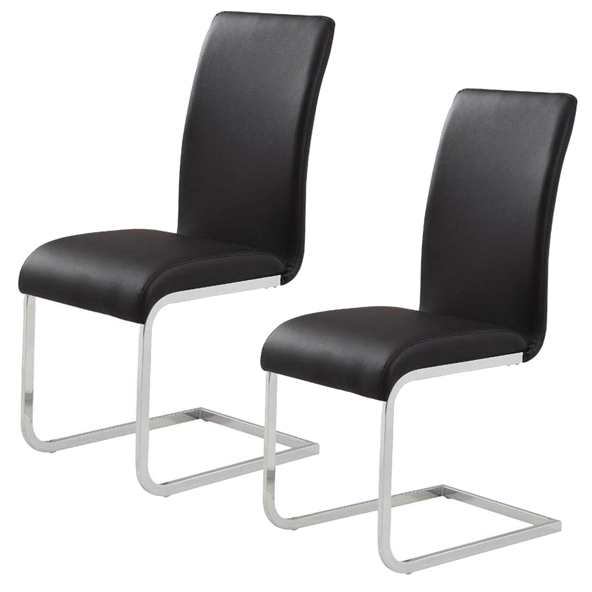 Chaise de salle à manger Maxim, lot de 2, noir et chrome