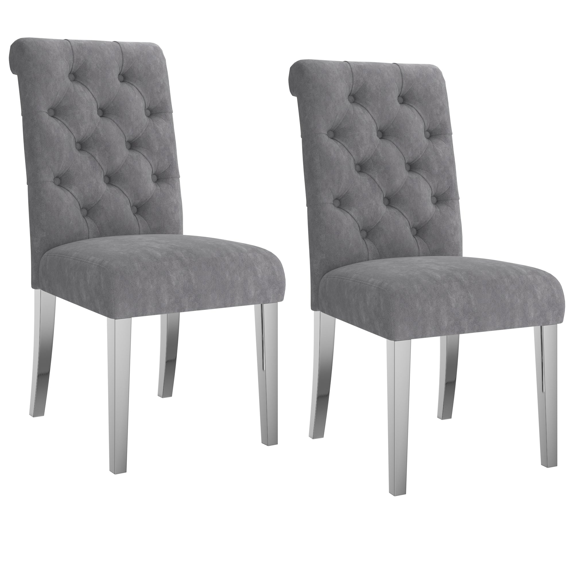 Chaise d'appoint Chloé, lot de 2, gris et argent