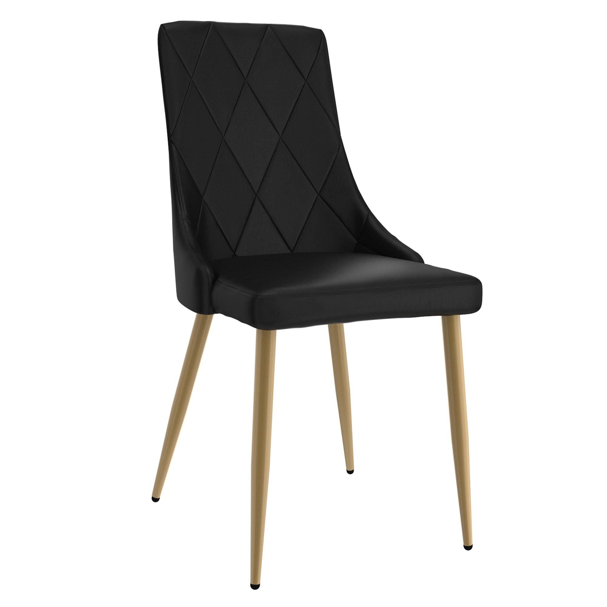 Chaise de salle à manger Antoine, lot de 2, noir et or vieilli