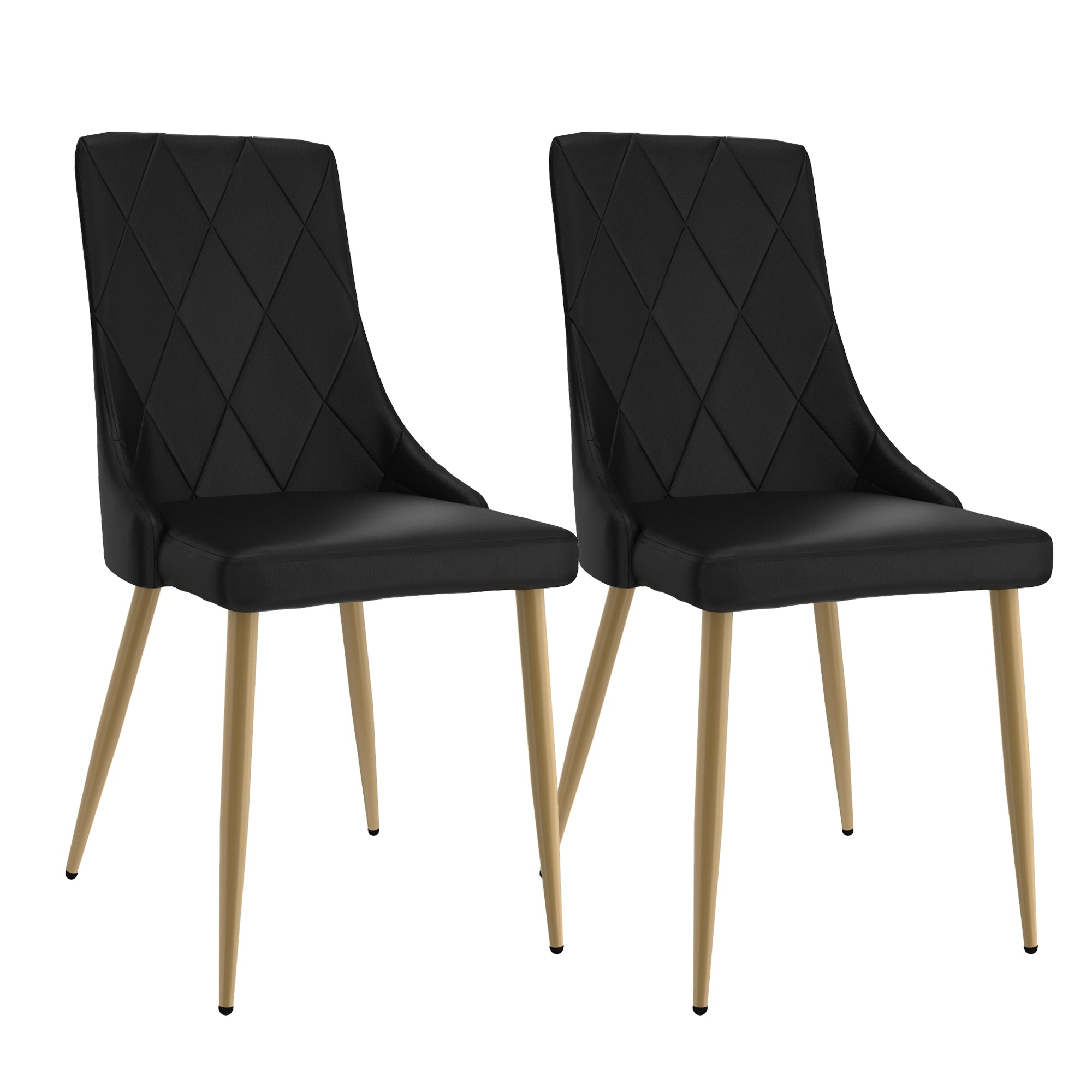 Chaise de salle à manger Antoine, lot de 2, noir et or vieilli