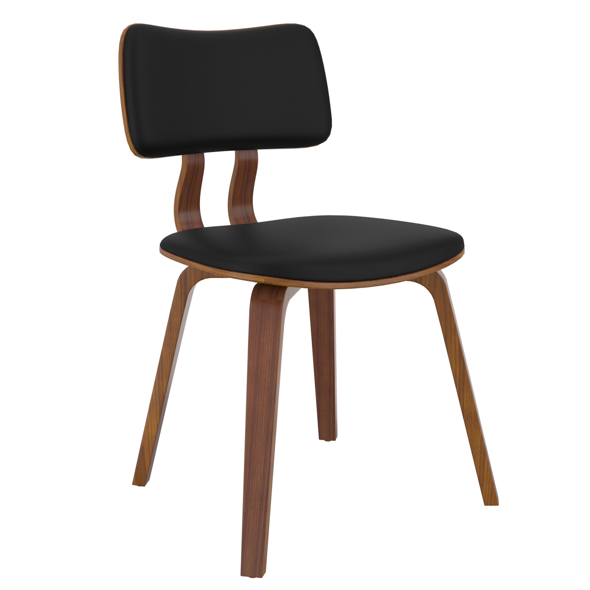 Chaise de salle à manger Zuni en similicuir noir et noyer
