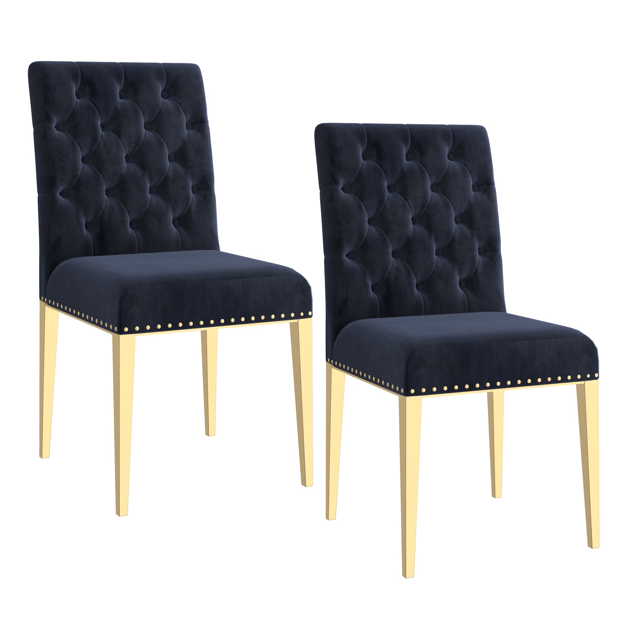 Chaise de salle à manger Azul, lot de 2, noir et or