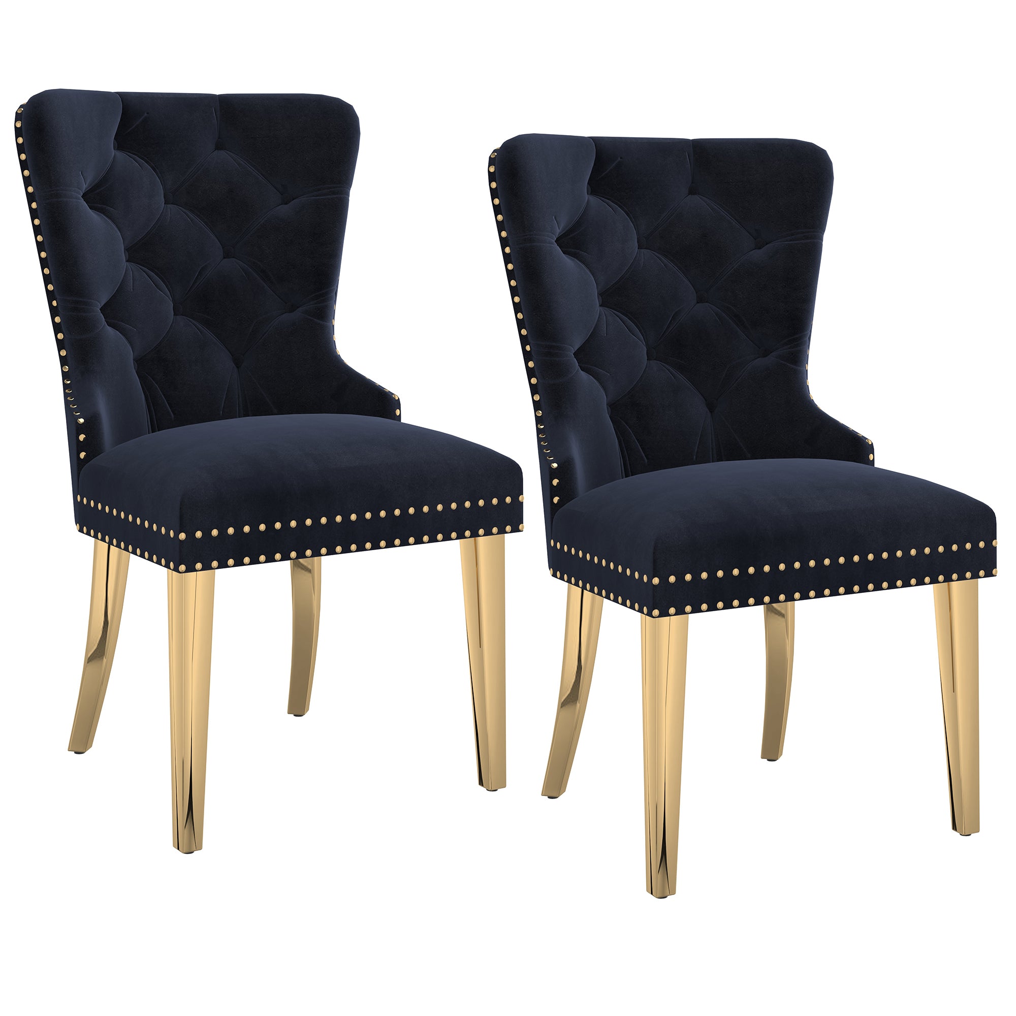 Chaises de salle à manger Mizal, lot de 2, noir et or