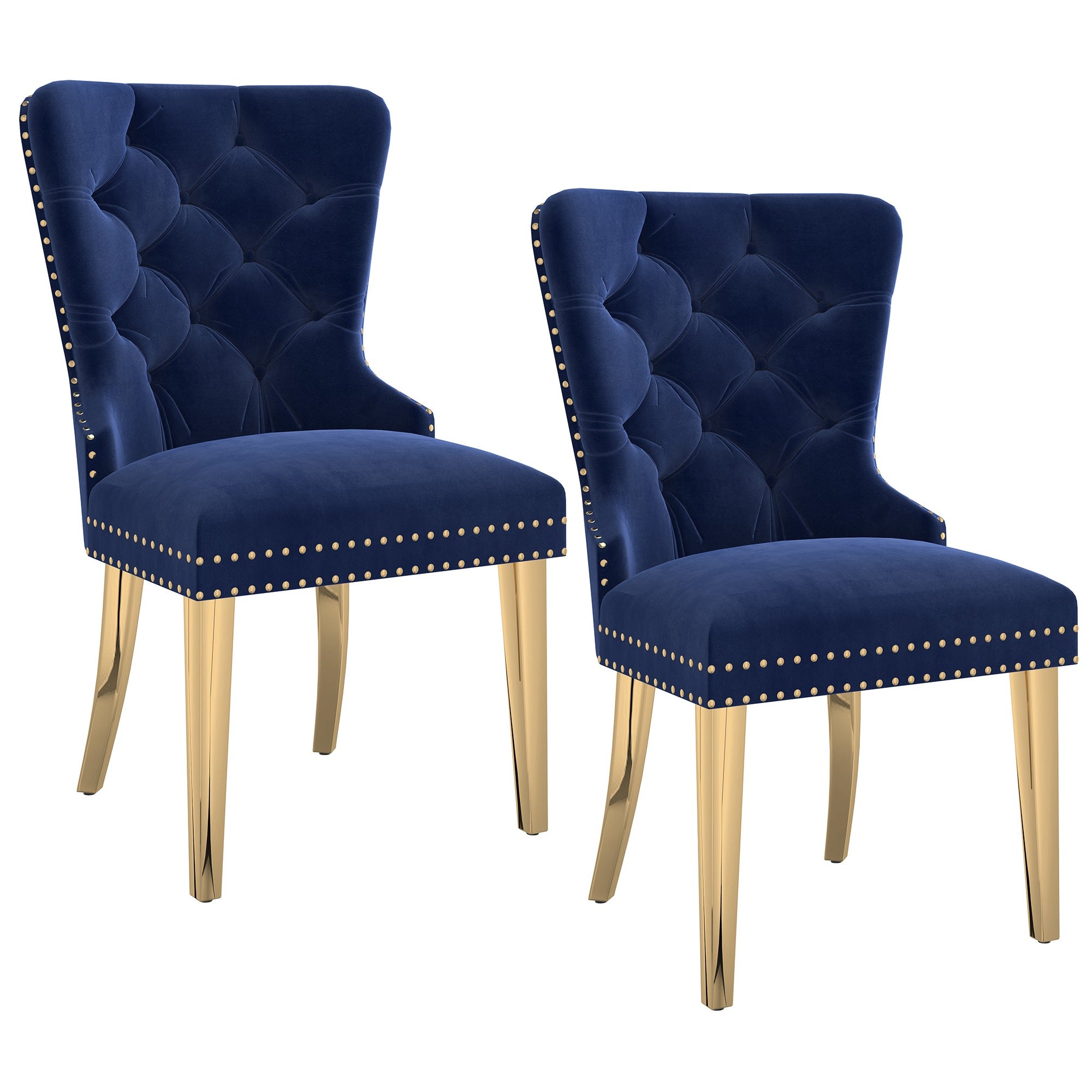 Chaises de salle à manger Mizal, lot de 2, noir et or