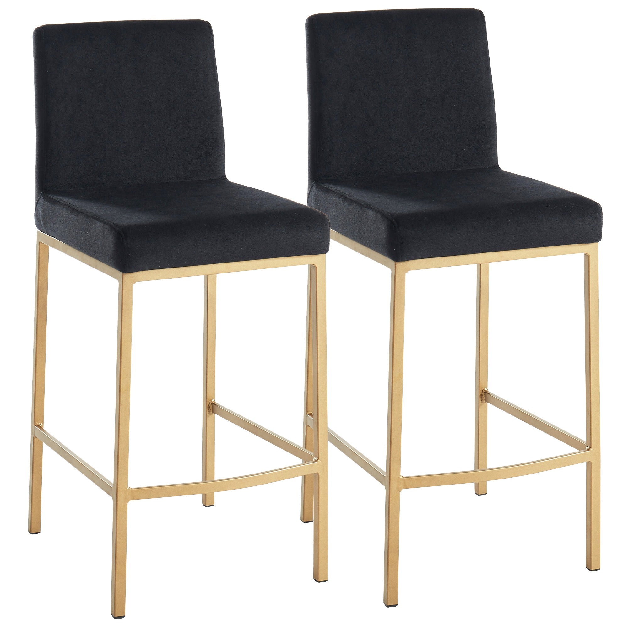 Tabouret de bar Diego 26 po, gris/doré vieilli, lot de 2