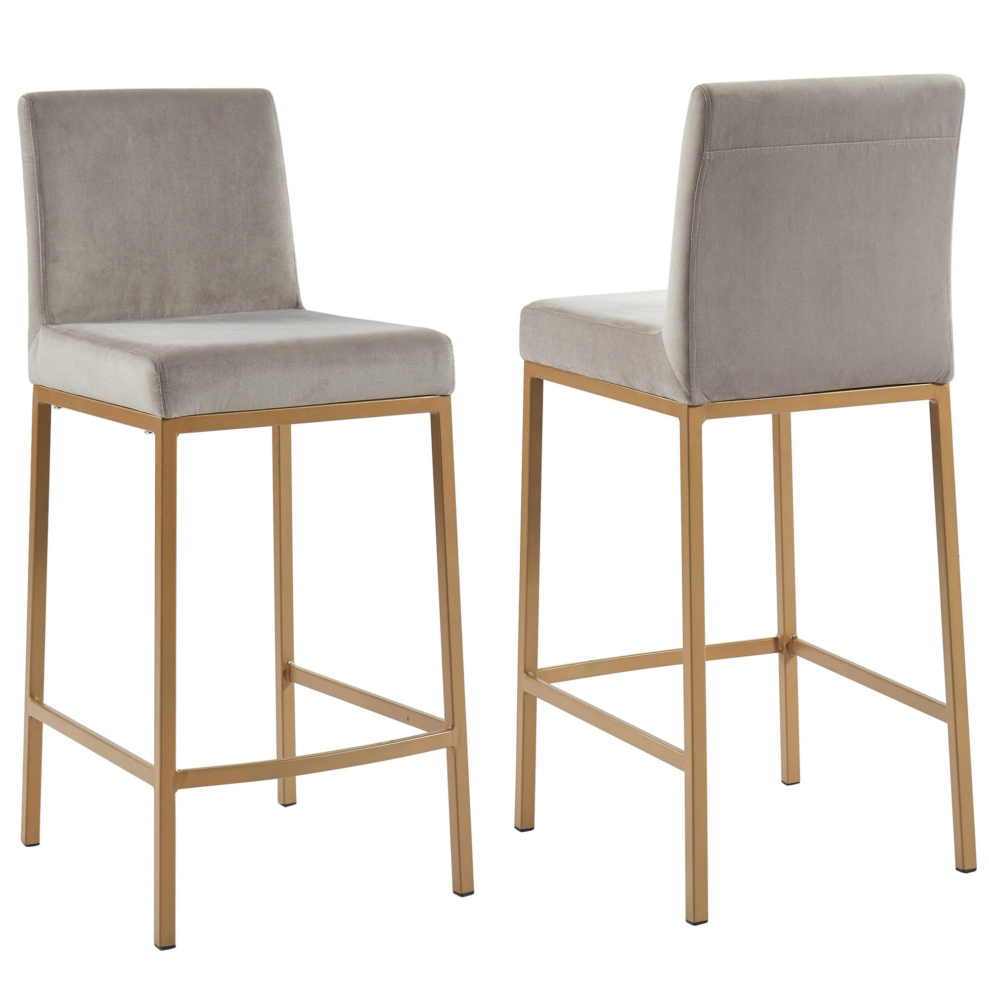 Tabouret de bar Diego 26 po, gris/doré vieilli, lot de 2