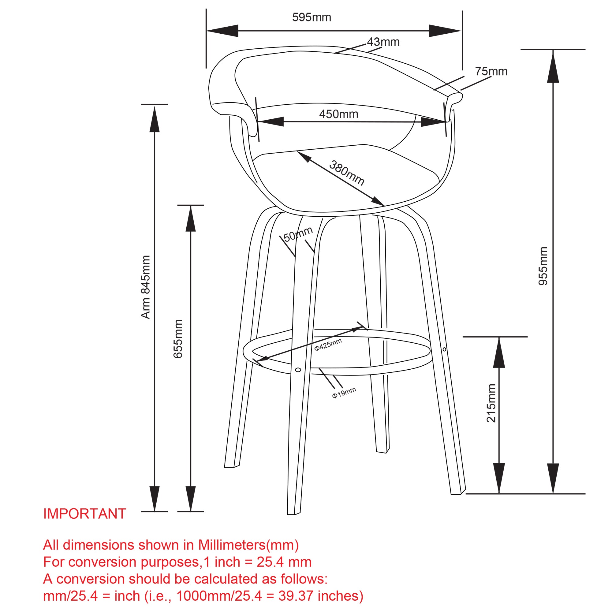 Tabouret de comptoir Holt-26"