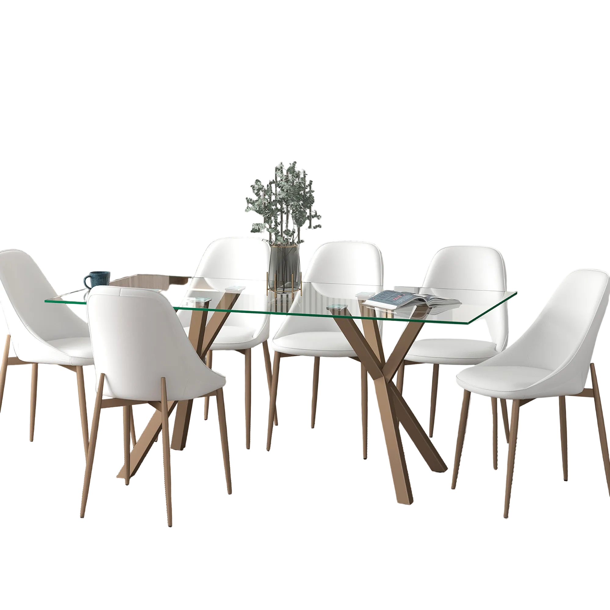 Stark Gl Cleo Wt-7Pc Dining Set