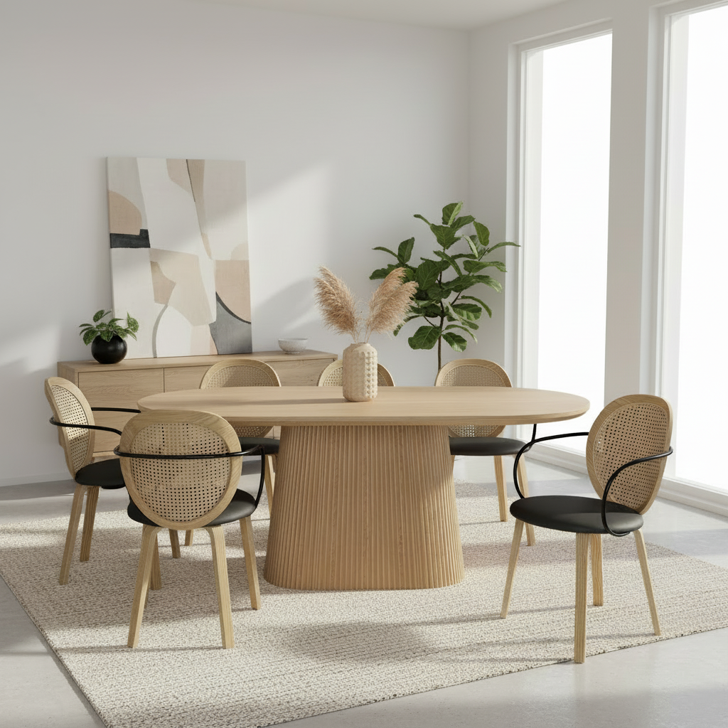 Tovas/Orias 7pc Dining Set - Natural Table with Light Oak Chair